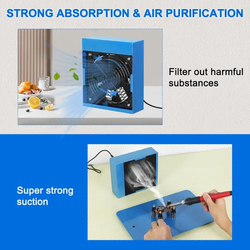 Miniatura 2 de Toolour Extractor de humos de soldadura, removedor de humos, potente ventilador de soldadura de 12 V con 5 filtros de carbono para estación