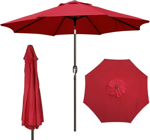 Miniatura 10 de Blissun - Sombrilla de aluminio para patio al aire libre de 9 pies, sombrilla de mesa para exteriores, sombrilla de jardín, sombrilla de mercado