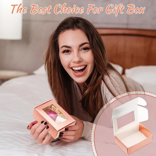 Miniatura 4 de Zonon 30 cajas de jabón para embalaje casero, mini cajas de papel kraft con ventana para panadería, dulces, jabón, embalaje de regalo