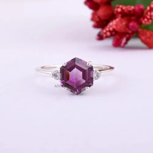 Miniatura 3 de Anillo de plata de ley 925 para mujer, anillo de diamantes de imitación de aguamarina de plata esterlina, anillo Art Deco de marzo, piedra natal