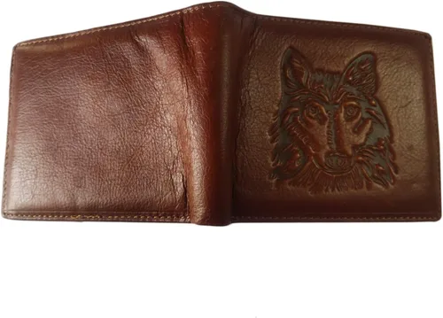 Miniatura 75 de Hombres Cool Eagle Wolf Caballo Totem Cuero Vaca Vertical Cartera Cremallera Multi-tarjeta Titular, Tótem de caballo, Minimalista