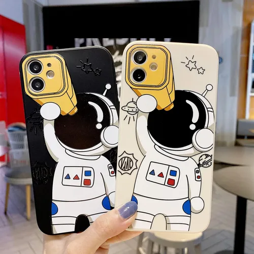Miniatura 4 de Yonds Queen para iPhone 7 Plus / 8 Plus, linda funda con diseño de astronauta de dibujos animados, elegante parachoques de TPU suave, protectora