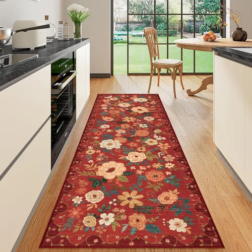 Miniatura 177 de DUKINO Alfombra de área de 6 x 9 pies, alfombra floral para sala de estar, ligera, antideslizante, lavable, alfombra de interior de pelo bajo