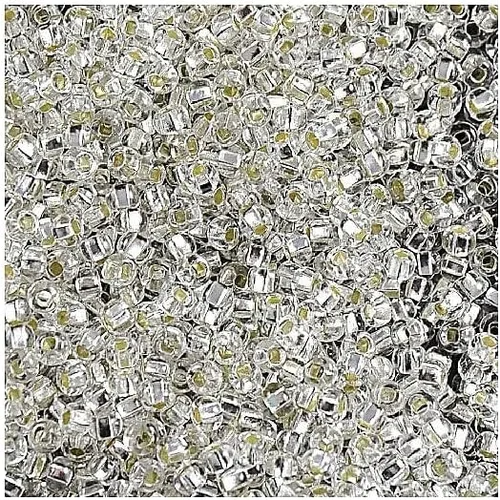 Cuentas de semillas Rocailles PRECIOSA de 0.71 oz 8/0, con forro de cristal plateado Cristal plateado forrado (78102)