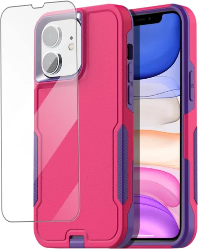 Miniatura 8 de AICase Funda para iPhone 11 con soporte integrado con protector de pantalla de vidrio + lente de cámara, resistente protección contra caídas, cuerpo
