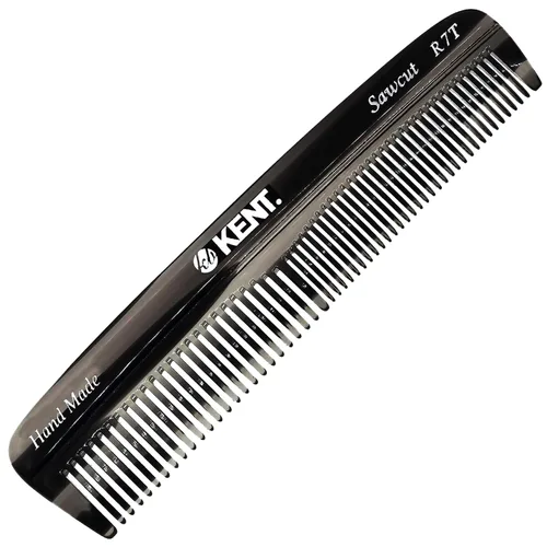 Miniatura 10 de Kent R7T TW Peine de bolsillo hecho a mano para hombres, peine de dientes finos y anchos, peines para barba y bigote para el aseo y peinado diario