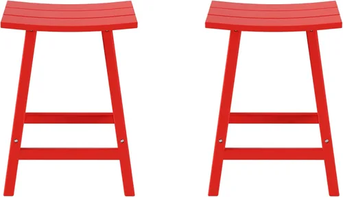 Miniatura 10 de WestinTrends Malibu - Juego de 2 taburetes para sillín para exteriores/patio, 24 alturas, color rojo