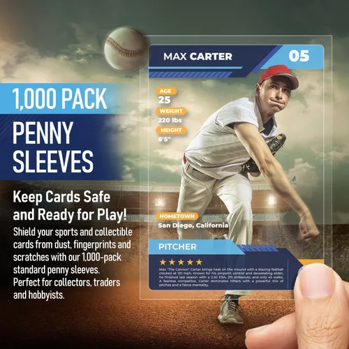 Miniatura 2 de Premium Penny Sleeves for Trading Cards Soft Trading Card Sleeves for Baseball Cards, Ultra Clear Plastic Pro Sports Card Sleeve, Football, MTG