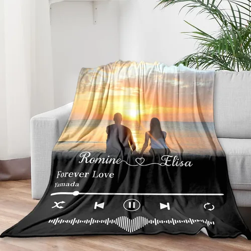 Miniatura 2 de Envío al día siguiente, manta musical personalizada con foto - impresa en EE. UU., mantas personalizadas con foto para adultos y niños, regalos