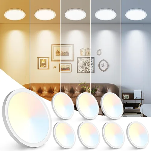 Miniatura 13 de Peasur - Lámpara de techo led de 18 cm, montaje empotrado ajustable, 3000 K/3500 K/4000 K/5000 K/6500 K, 1500 LM, 15 W, lámpara redonda blanca Blanco