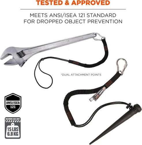 Miniatura 3 de Ergodyne Squids 3105 - Cordón para herramientas con mosquetón de bloqueo de tornillo de aluminio, capacidad de peso de la herramienta de 15 libras