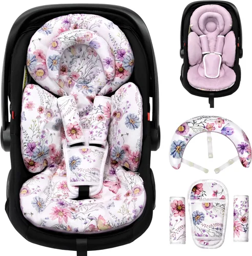 TinlyFinly inserto de asiento de coche para bebé con almohadilla extra para prematuros a niños pequeños, inserto reversible para asiento de coche