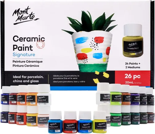 Mont Marte Juego de pintura de cerámica Signature 26 x 0.7 US fl.oz (0.7 fl oz), multicolor, pintura cerámica vibrante, adecuada para porcelana,