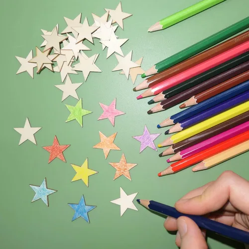 Miniatura 4 de HADDIY Estrellas pequeñas de madera de 1 pulgada para manualidades, 200 piezas de adornos de madera sin terminar para hacer banderas de madera