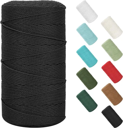 Miniatura 108 de Cordón de macramé de 0.079 in x 380 yardas (1140 pies), cuerda de algodón natural para colgar en la pared, ganchos de plantas, manualidades, Beige