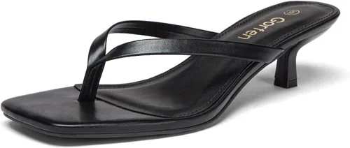 Sandalias de tacón de gatitos para mujer, con puntera cuadrada, sin cordones, sandalias de tacón de 2 pulgadas, sandalias de fiesta, sandalias de