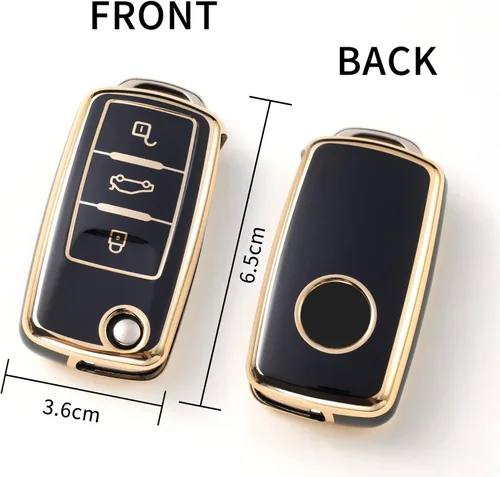 Miniatura 5 de Gematay Funda para llavero VW Volkswagen con llavero, funda para llave para VW Jetta Golf Polo MK7 Passat Tiguan Beetle, color negro