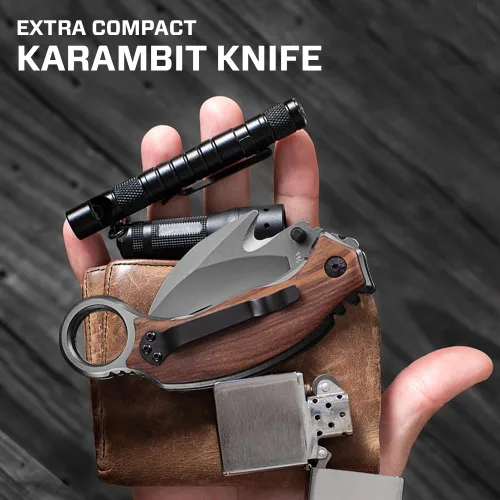 Miniatura 8 de Cuchillo de bolsillo para hombres – Cuchillo plegable Karambit – Acero afilado 440C, hoja de garra de tigre – Cuchillos de bolsillo grabados