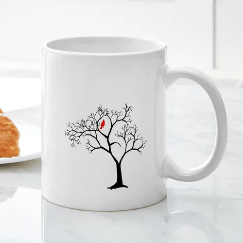 Miniatura 5 de CafePress Cardinal In Snowy Tree - Taza de café de cerámica (11 oz)