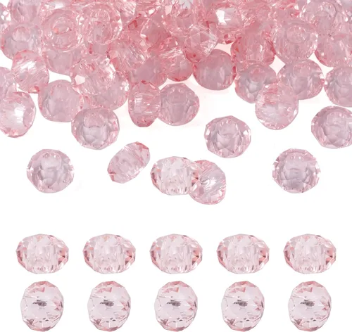 Miniatura 19 de Cheriswelry 90 cuentas europeas de cristal en forma de dona, cuentas transparentes con agujeros grandes, abalorios de cristal de 25/64 pulgadas 9