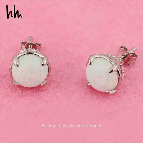 Miniatura 5 de Nicole Miller Fine Jewelry - Juego de aretes redondos de piedra natal de 2.75 quilates, joyería de piedras preciosas de 0.354in para mujer en plata
