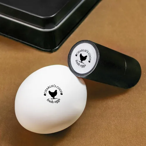Sello de huevo personalizado para huevos frescos, marcador de huevo con nombre personalizado con caja de metal, 4 colores, 24 patrones, opción única