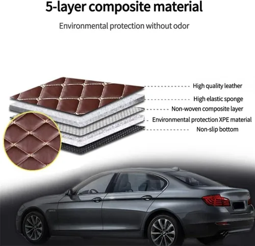 Miniatura 2 de Personaliza las alfombrillas de cuero de lujo de protección para todo tipo de clima para automóviles, SUV y camiones según el modelo automotriz beige