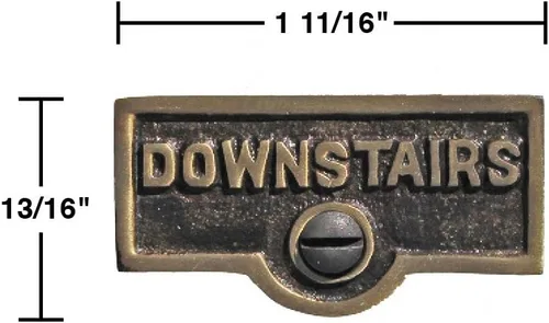 Miniatura 2 de Placa de interruptor de suministro para renovadores, placa de pared con acabado de latón "Downstairs
