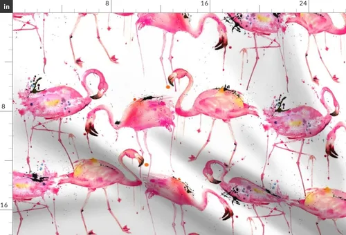 Miniatura 3 de Spoonflower Tela a gran escala, rosa, flamencos, acuarela, tropical, pájaro, animal, impreso en tela de gasa Fat Quarter - Costura de ropa de moda