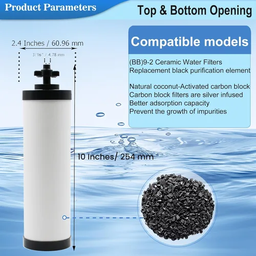 Miniatura 3 de 【Actualizado】Filtro de cerámica Virego con infusión de plata, repuesto para filtro de agua BB9-2, filtros de limpieza repetibles compatibles