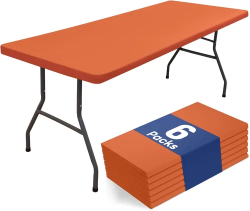 Miniatura 21 de homing Paquete de 4 manteles rectangulares de 4 pies, mantel ajustable de poliéster impermeable, lavable, para picnic, campamento, al aire libre