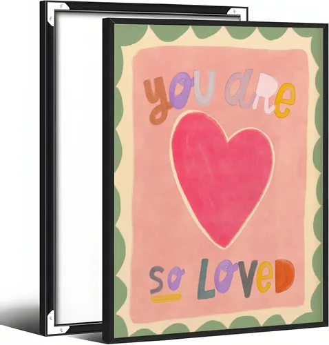 You Are So Loved - Póster de lienzo con texto en inglés «You Are So Loved para cuarto de niños», acuarela dibujada a mano, bonito corazón rosa,
