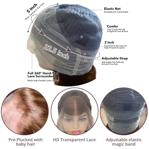 Miniatura 5 de Higlight - Pelucas de cabello humano con encaje frontal de color degradado, peluca de encaje frontal con abuelitos, peluca de cabello humano