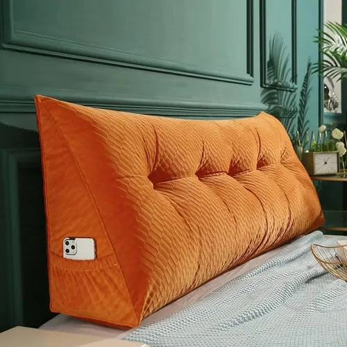 Miniatura 14 de Almohada triangular para cabecero, cojín triangular de color sólido, almohada grande de cuña para sofá cama, respaldo de dormitorio con funda de Azul