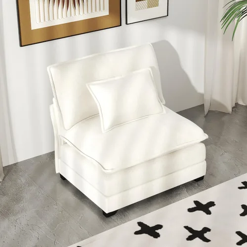 Miniatura 9 de Real Relax 145'' Sofá seccional modular, sofá convertible de 4 plazas con chenilla, 8 almohadas y 2 reposabrazos para sala de estar, oficina