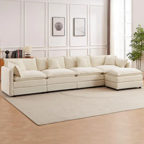 Miniatura 26 de Sofá modular seccional, juego de sofá en forma de L de 77 pulgadas con reposabrazos, cómodos sofás de nube de 2 plazas para sala de estar