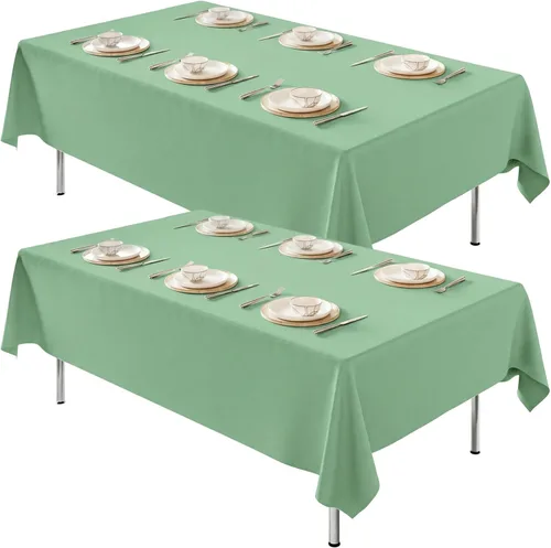 Miniatura 55 de Fixwal Paquete de 2 manteles rectangulares negros de 60 x 102 pulgadas, reutilizables, resistentes, lavables, para mesas de 6 pies, bodas, fiestas