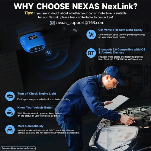 Miniatura 3 de NEXAS NexLink - Escáner OBD2 Bluetooth 5.0, inalámbrico compatible con aplicaciones de terceros, lector de código universal para automóviles