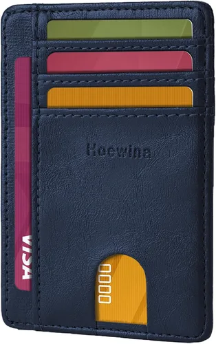 Miniatura 17 de Hoewina Cartera delgada para hombre, bolsillo frontal minimalista con bloqueo RFID, billetera de cuero delgada para tarjetas de viaje, regalos