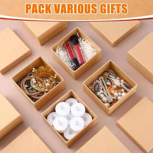 Miniatura 5 de Geyee 48 cajas cuadradas de papel maché, pequeña caja de regalo con tapa de 3.9 pulgadas, cartón anidable, cajas vacías para niños y adultos