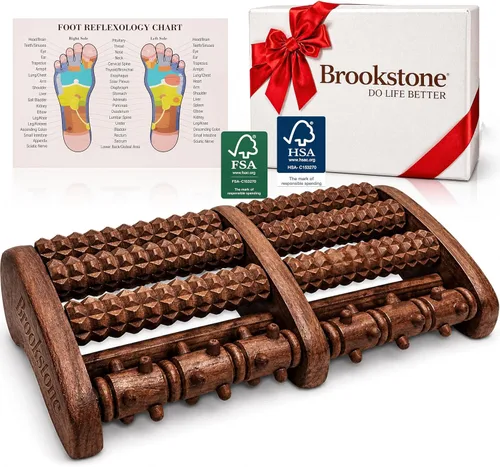 Miniatura 10 de Brookstone Masajeador de pies para neuropatía y alivio de la fascitis plantar, masajeador de rodillo de madera para pies, alivio del dolor de Roble