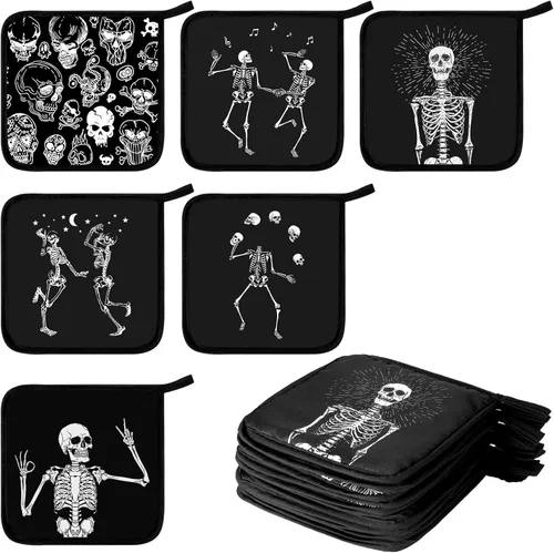 Miniatura 7 de Bencailor 12 soportes para ollas con bolsillo para cocina, guantes calientes para horno, bolsa de galletas, guantes de horno para cocina, regalo