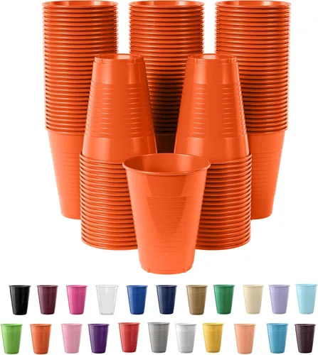 Miniatura 9 de Exquisitos vasos de plástico Party Solids de 12 onzas para suministros de fiesta, paquete de 50 vasos desechables amarillos de plástico, vasos