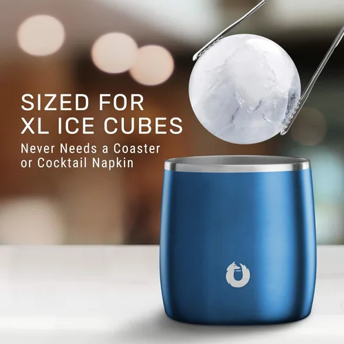 Miniatura 5 de SNOWFOX Vasos de whisky aislados, acero inoxidable prémium aislados al vacío para bebidas frías, juego de 2, vasos de acero a la antigua, regalo Azul
