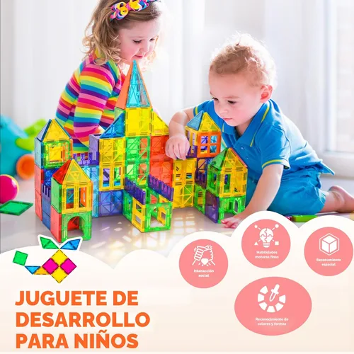 Miniatura 2 de cossy Juego de 120 bloques de construcción magnéticos 3D con azulejos magnéticos, juguetes educativos de construcción para niños y niñas de 3, 4, 5