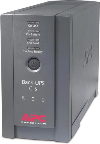 APC Protector contra sobretensiones de respaldo de batería, fuente de alimentación de batería de reserva de 500VA, Back-UPS BK500BLK