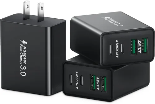 Miniatura 15 de Bloque de carga USB C, cargador de pared USB C de 40 W, adaptador de corriente PD de doble puerto, enchufe de pared QC USB C, bloque de carga rápida