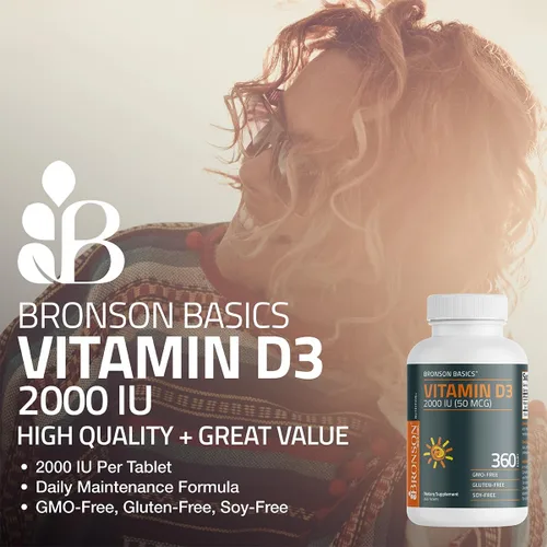 Miniatura 3 de Bronson Vitamina D3 2000 UI (50mcg) Sin OGM, 360 tabletas
