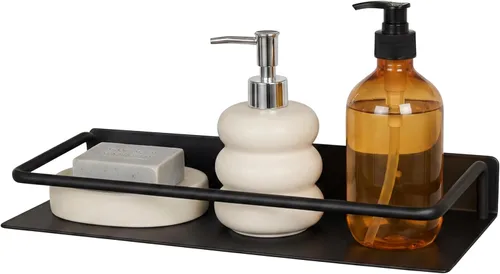 Miniatura 18 de JOOM Estante de pared de metal, flotante, 12" negro, pequeño, estantes de exhibición para almacenamiento (negro, 12 pulgadas)
