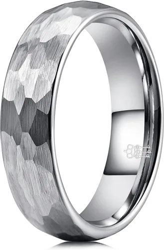 Three Keys Jewelery - Anillos de tungsteno martillado para hombres y mujeres, 0.157pulgadas, 0.236pulgadas, 0.315pulgadas, negro cepillado, alianza